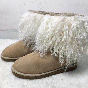 UGG 1875 Women's Mongolian Fur Short Cuff Sheepskin Boots Size 8